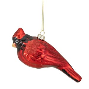 5.75 in. Red and Black Glass Cardinal Christmas Ornament