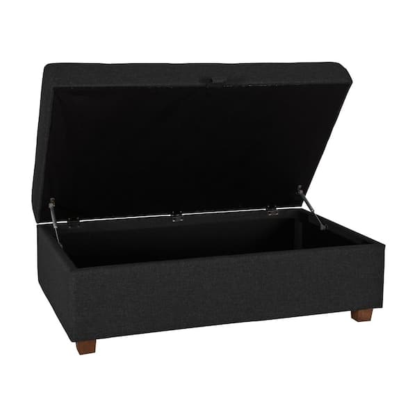 CorLiving Aubin Dark Grey Large Storage Ottoman LAD-110-O