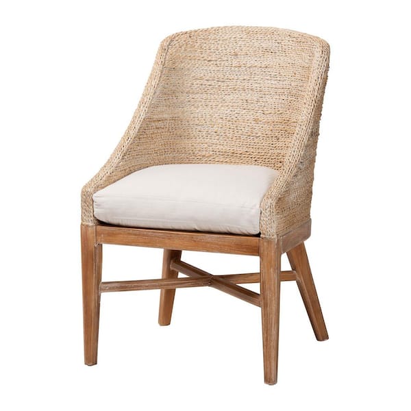 Jasper White Wash Seagrass and Mahogany Wood Dining Chair