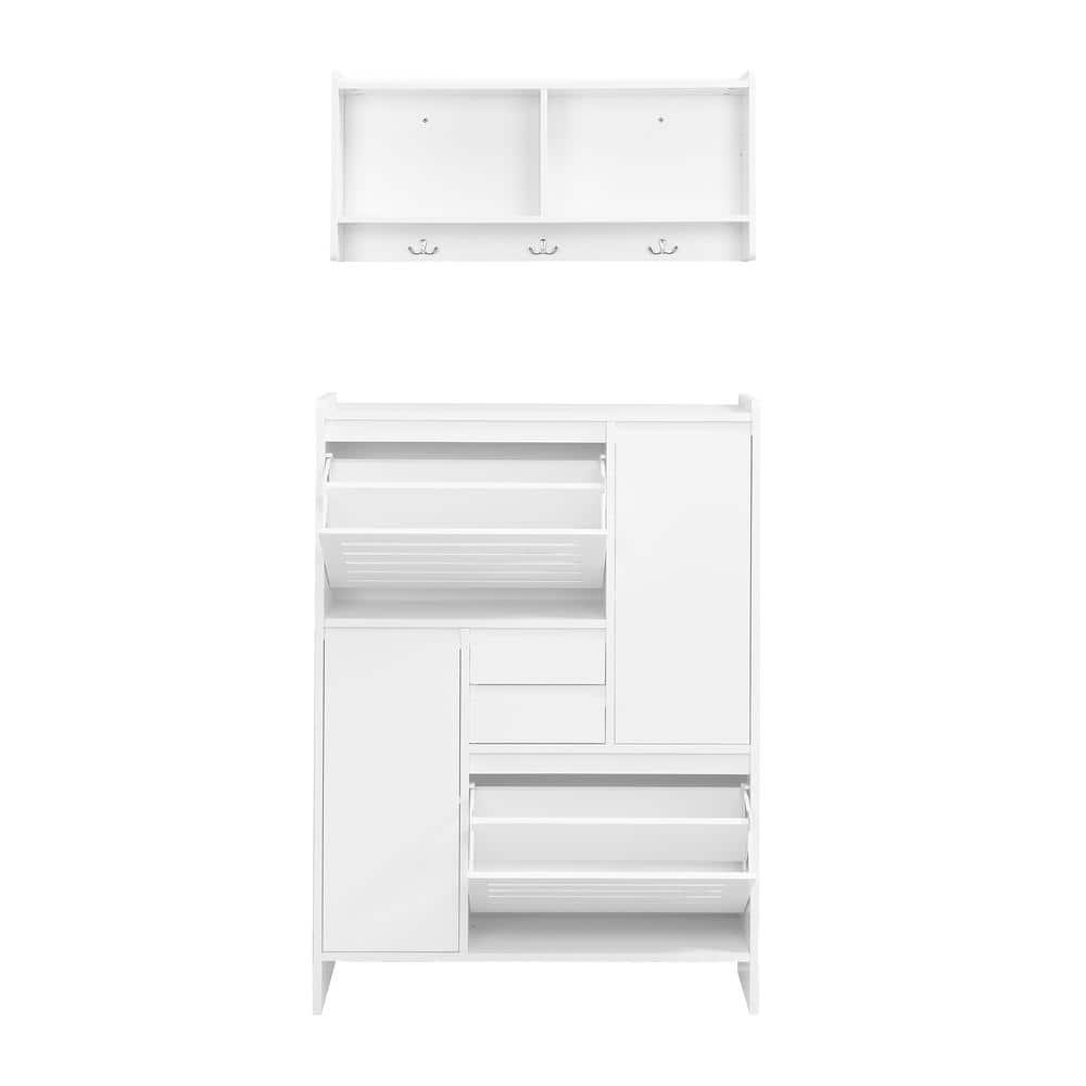 Multi-Functional Hall Tree Shoe Cabinet with Wall Cabinet, Space-saving Foy