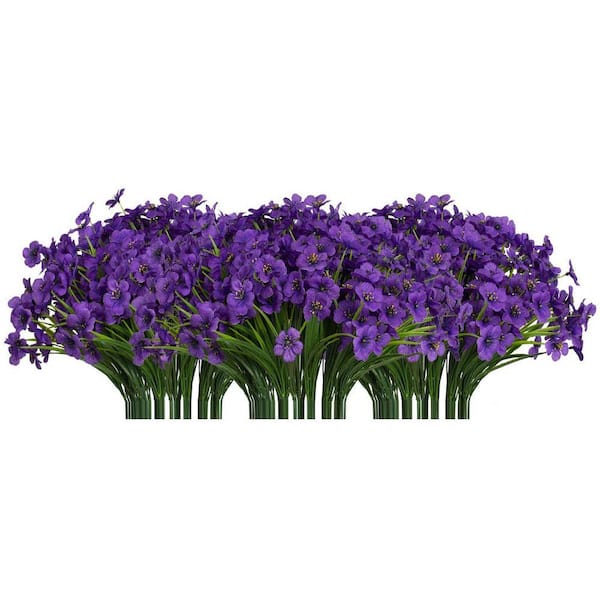 14 in. Purple Indoor/Outdoor UV Resistant Artificial Orchid Flower, 21 Bundles