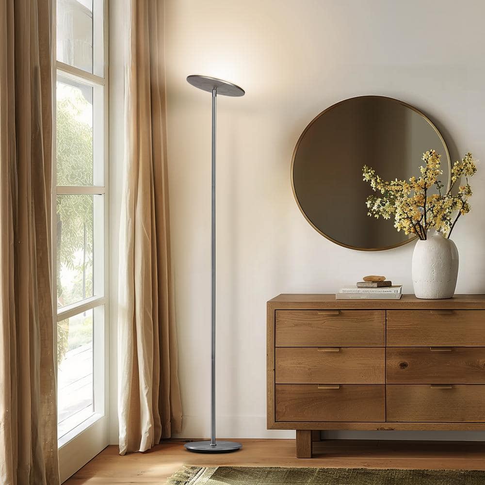 Brushed Nickel 67" LED Torchiere Floor Lamp with Voice Control