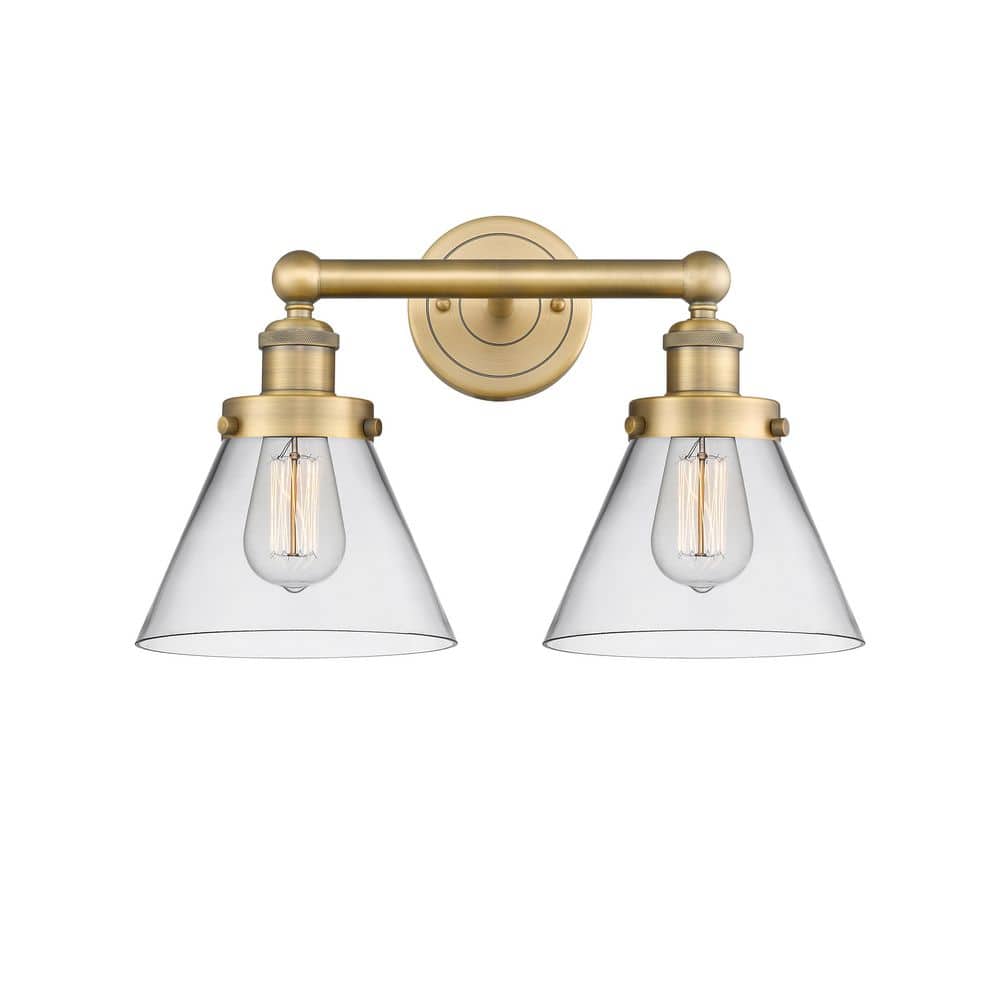 Cone 16.75 in. 2-Light Brushed Brass Vanity Light with Glass Shade price history on PriceWatchPro