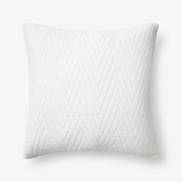 The Company Store Somerset Chevron Decorative White 20 in. x 20 in. Throw Pillow Cover