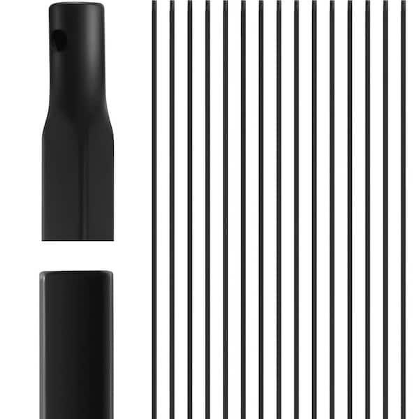 Afoxsos 44 in. x 1 in. Wrought Iron Plain Hollow Iron Spindles Deck Balusters in Black-(15-Pack)
