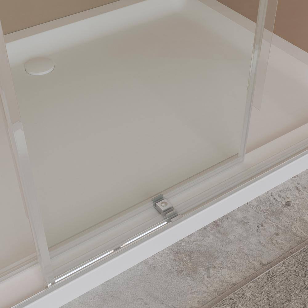 60 in Brushed Silver Frameless Double Sliding Shower Door