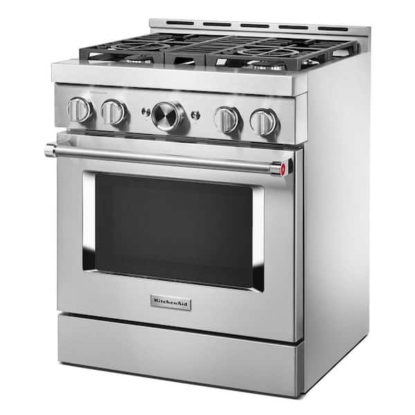 KitchenAid 30 in. 4.1 cu. ft. Smart Commercial-Style Gas Range with  Self-Cleaning and True Convection in Stainless Steel KFGC500JSS - The Home  Depot