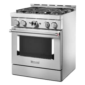 30 in. 4.1 cu. ft. Smart Commercial-Style Gas Range with Self-Cleaning and True Convection in Stainless Steel