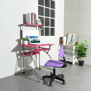 Purple Adjustable Swivel Office Computer Desk Chair Leisure Solid Wood Chair with Casters