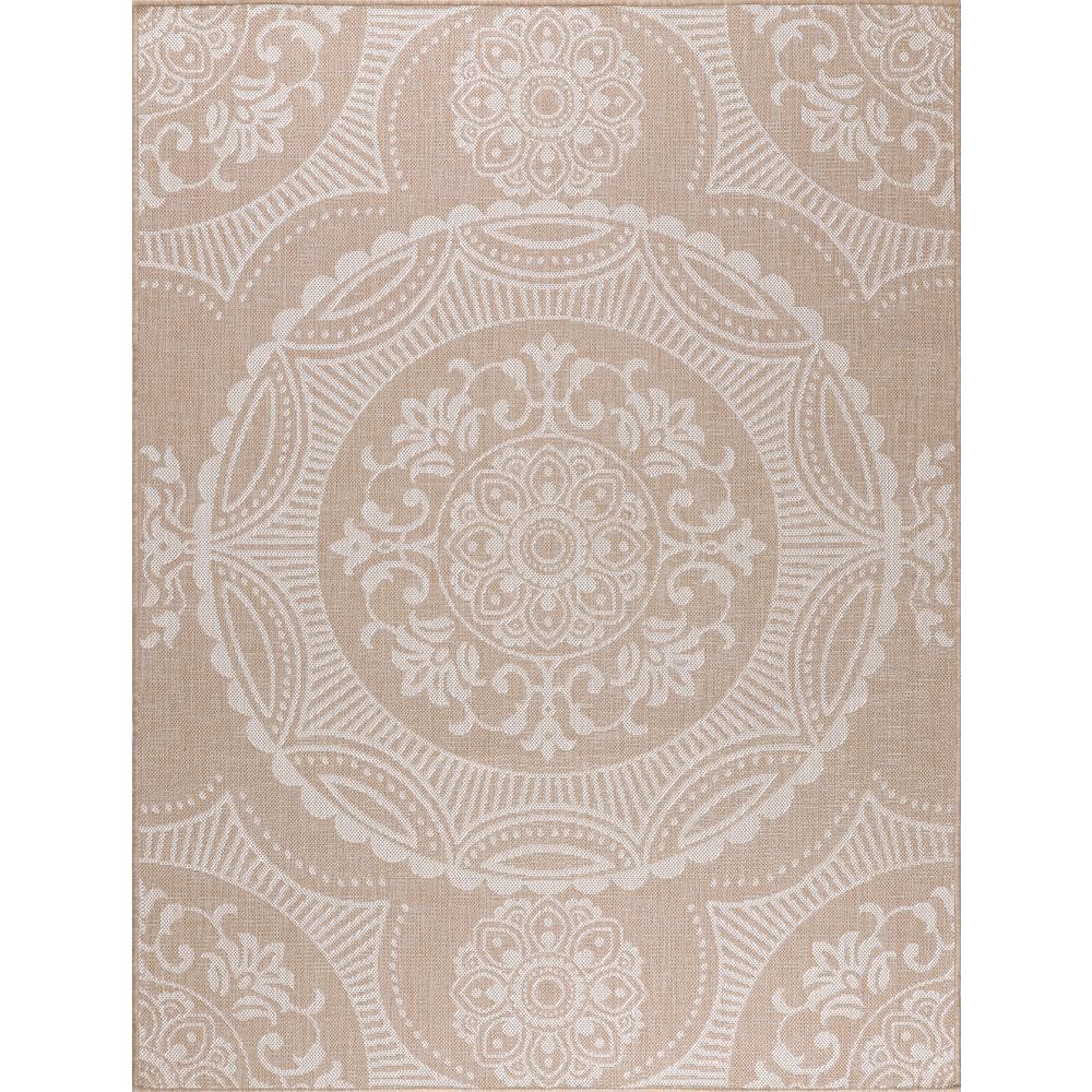 Beige 9 ft. x 12 ft. Waikiki Medallion Modern Indoor Outdoor Area Rug price history on PriceWatchPro