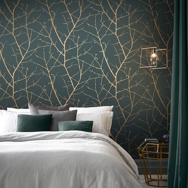 Boreas Teal and Copper Wallpaper