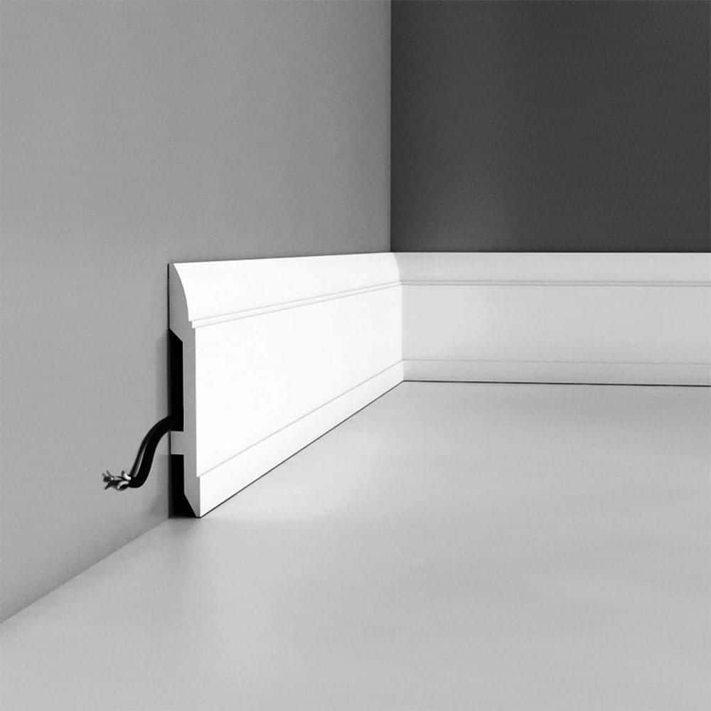 5.88" High White Polystyrene Baseboard Moulding Set