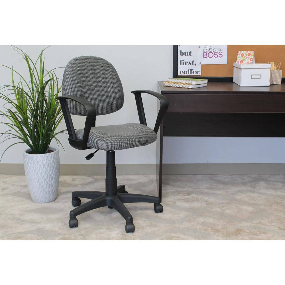 HomePro Loop Arm Task Chair Grey Tweed Fabric Pnuematic Lift
