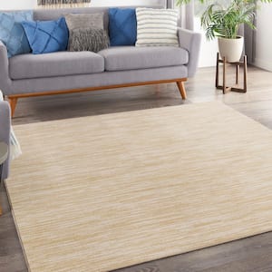 Essentials 9 ft. x 9 ft. Ivory Gold Abstract Contemporary Square Indoor/Outdoor Area Rug