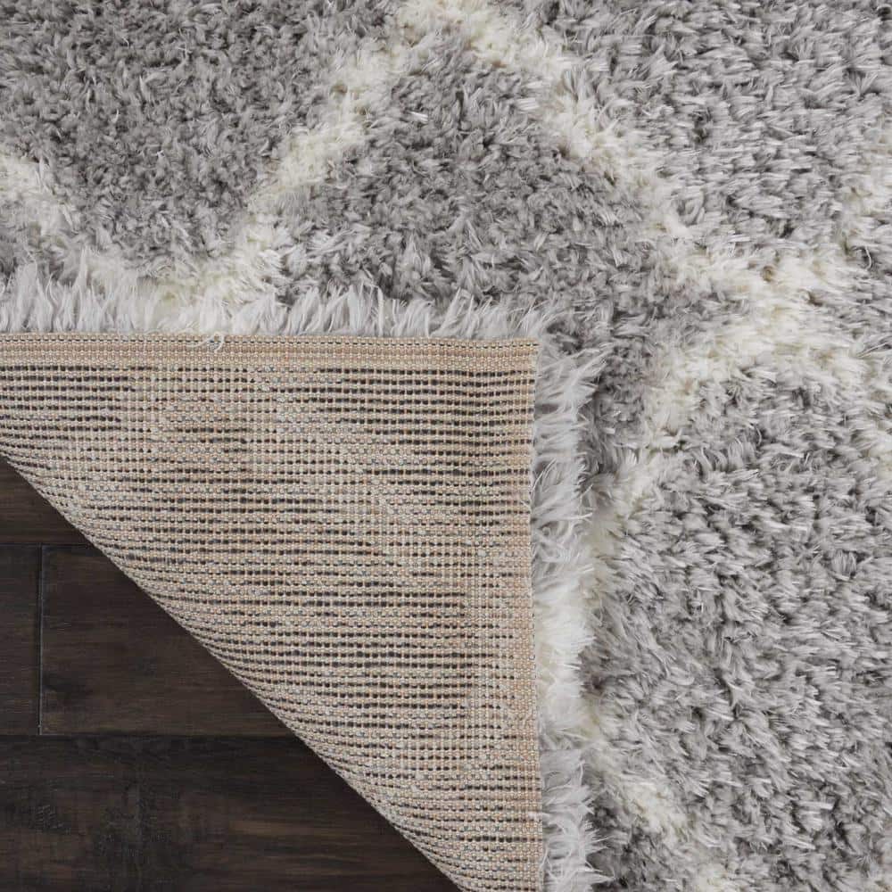 Ultra Plush Grey and Ivory Sheepskin Shag Area Rug, 8' x 10'