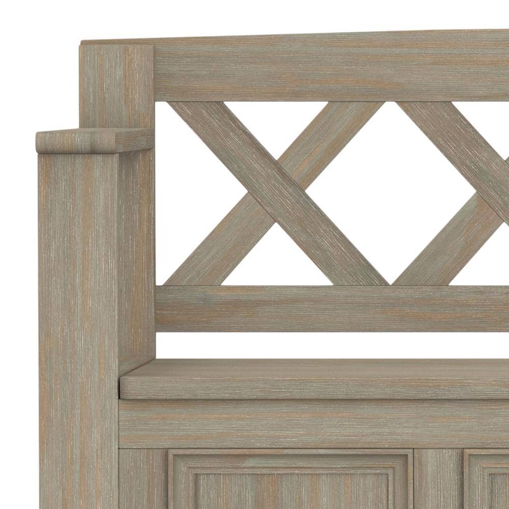 Amherst Solid Wood Distressed Grey Entryway Storage Bench