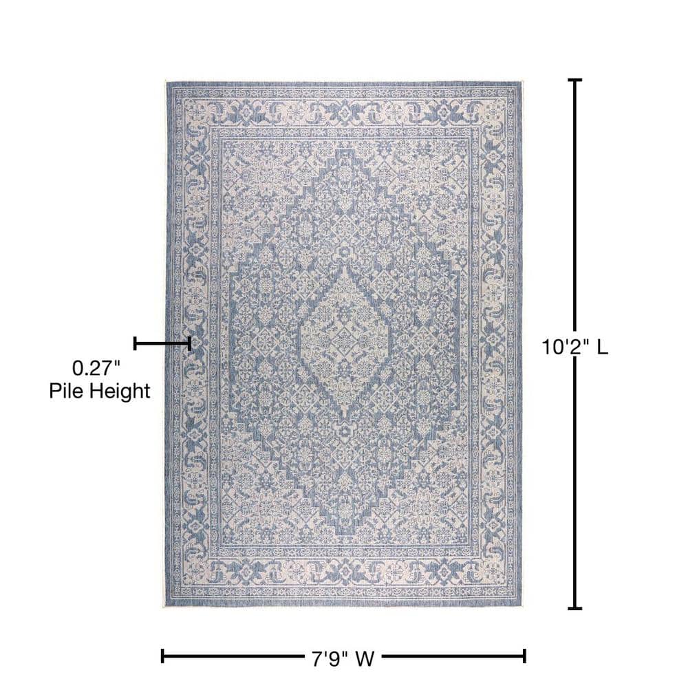 Blue/Gray Medallion 8' x 10' Easy-Care Synthetic Area Rug