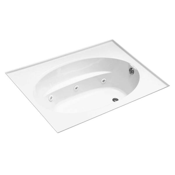 KOHLER Windward BubbleMassage 6 ft. Reversible Drain Drop-In Bathtub in White