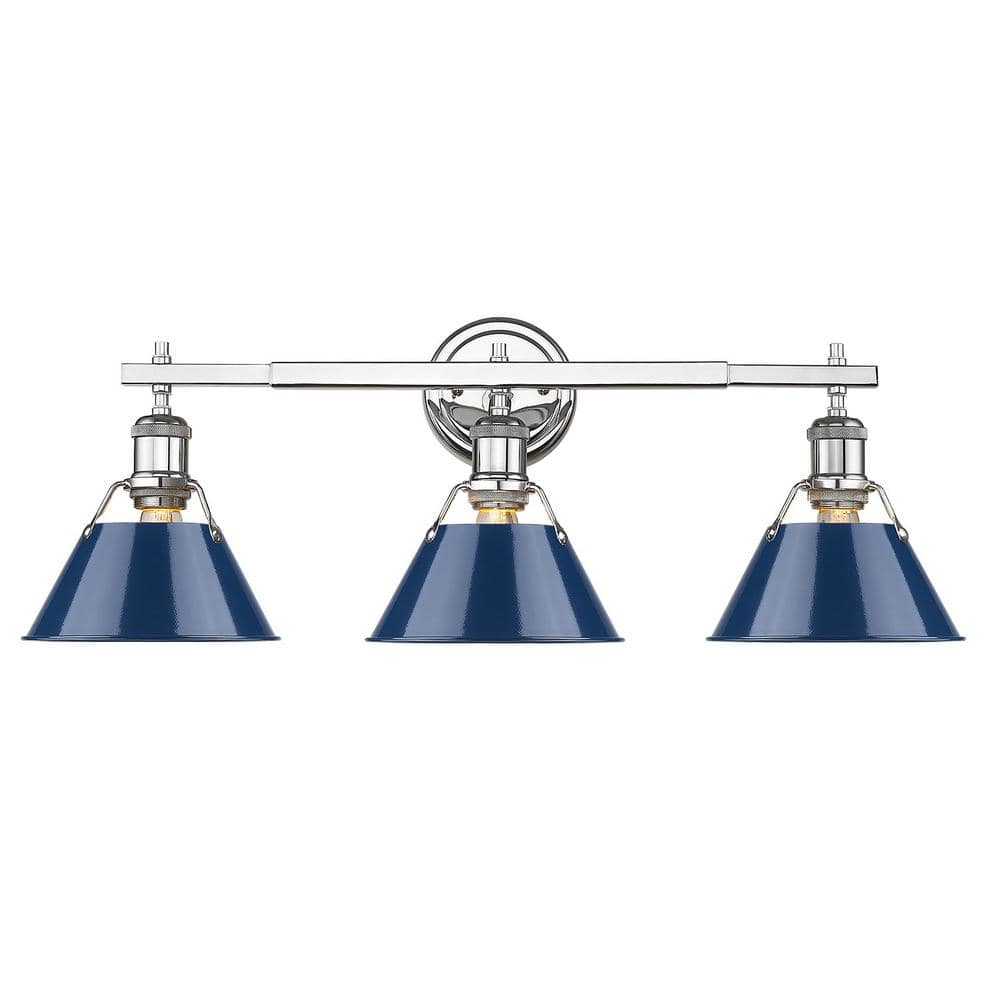 Orwell 3-Light Chrome with Navy Shade Bath Vanity Light price history on PriceWatchPro