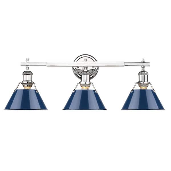 Orwell 3-Light Chrome with Navy Shade Bath Vanity Light