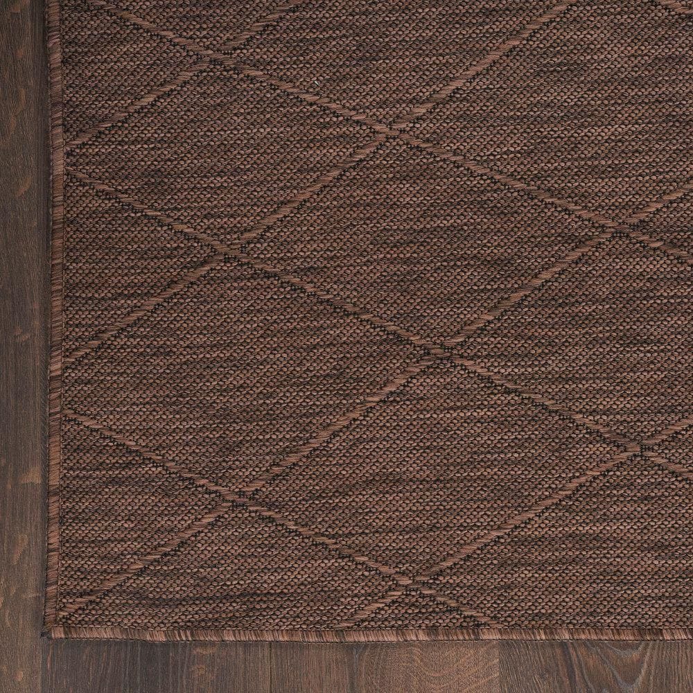 Mocha Geometric Non-Slip Washable 6' x 9' Synthetic Rug