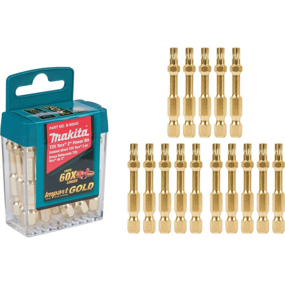 Makita (15-Piece) 2 Bit Impact Tic Depot GOLD T25 Tac - Power in. Home B-60545 The