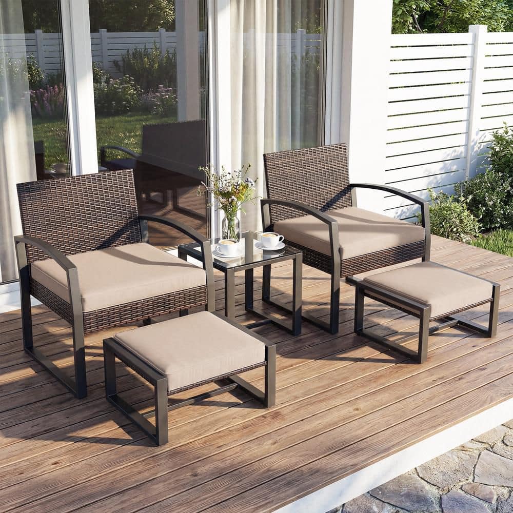 Outdoor Furniture Set, Patio Rattan Conversation Set for Balcony,Porch, Backyard Mix Brown + Beige price history on PriceWatchPro