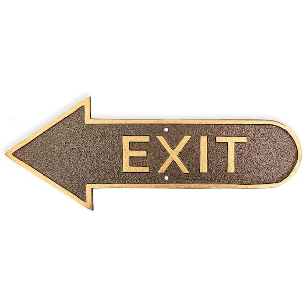 Montague Metal Products 6" x 15.5" Left Arrow Exit Statement Plaque Sign-Hammered Bronze