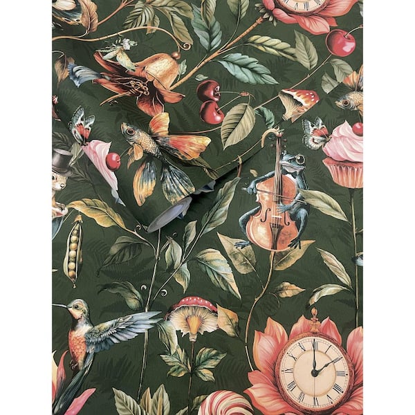 Walls Republic Green Enchanted Wonderland Wallpaper Print Non-Woven Non-Pasted Textured Wallpaper 57 sq. ft.