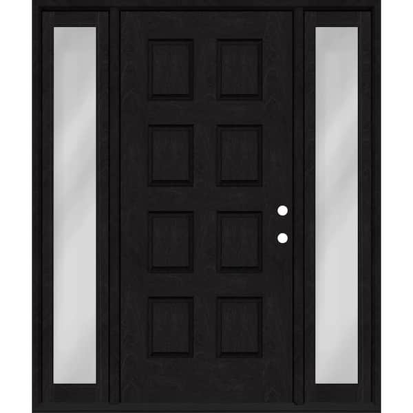 Regency 64 in. x 80 in. 8-Panel LHIS Onyx Mahogany Fiberglass Prehung Front Door w/12in. SLs w/ 6-9/16 Jamb