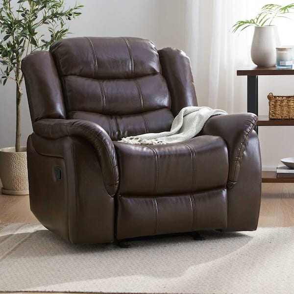 Dark Brown PU Glider Recliner with Adjustable Backrest