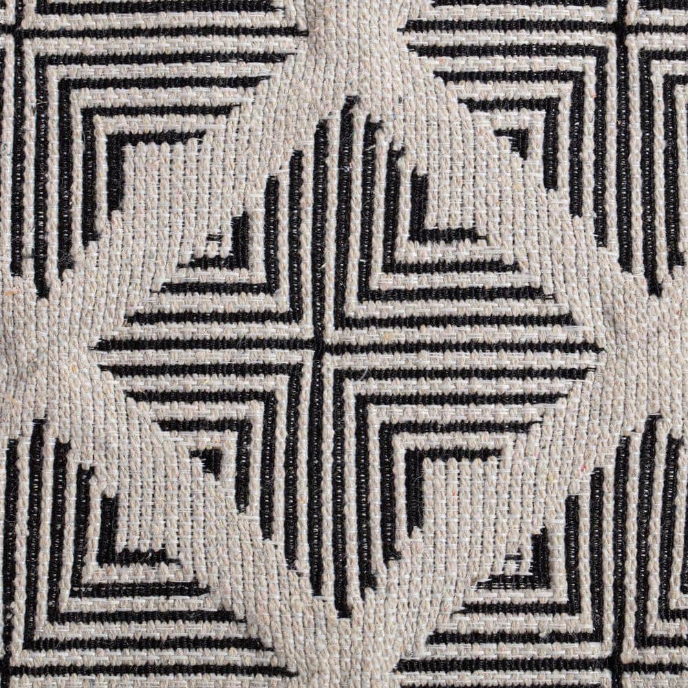 Carondelet Handcrafted Pouf in Black/Ivory - 21" Square