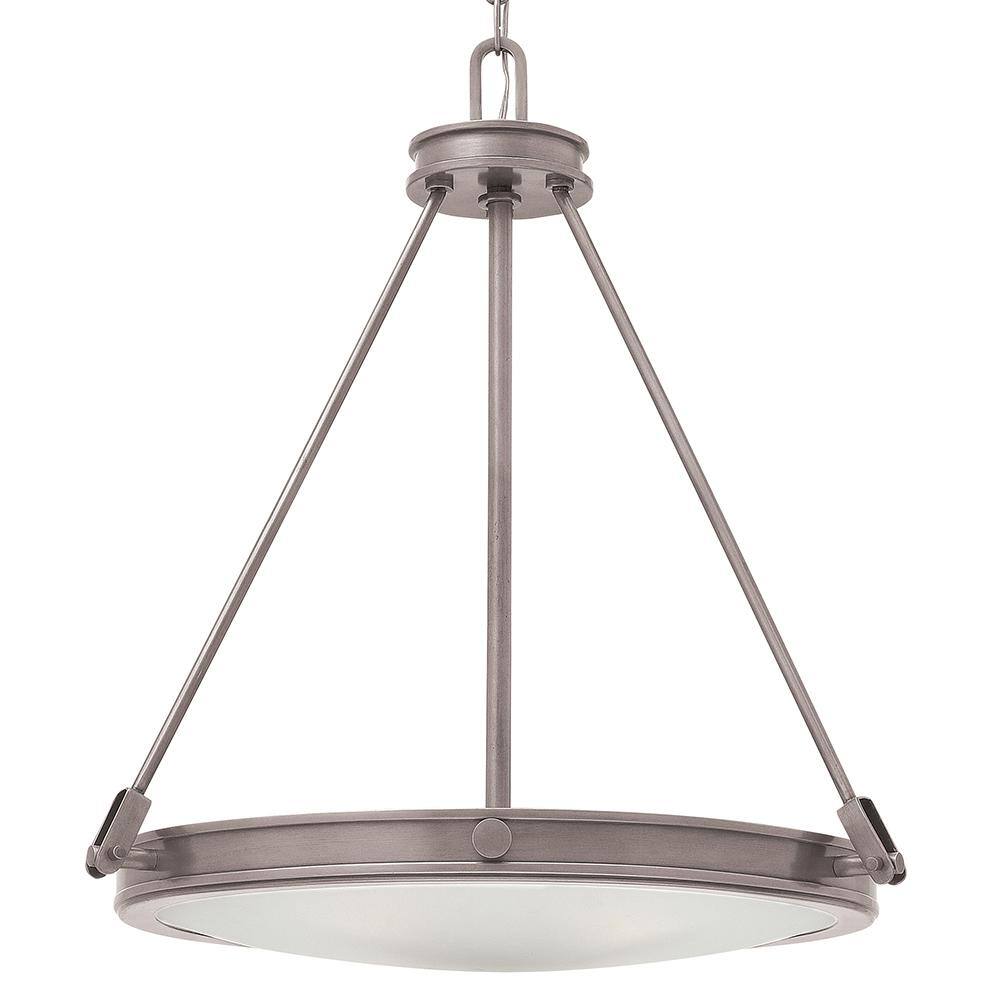 Mini Etched Opal 4-Light LED Pendant in Antique Nickel