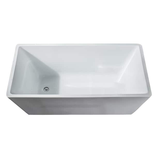43 in. Contemporary Design Acrylic Flatbottom Soaking Tub Freestanding Bathtub in White