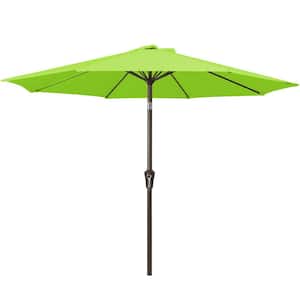 Air Vented 9 ft. Alloy Steel Market Solar Tilt Half Patio Umbrella in Apple Green