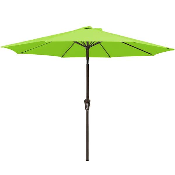 Unbranded Air Vented 9 ft. Alloy Steel Market Solar Tilt Half Patio Umbrella in Apple Green