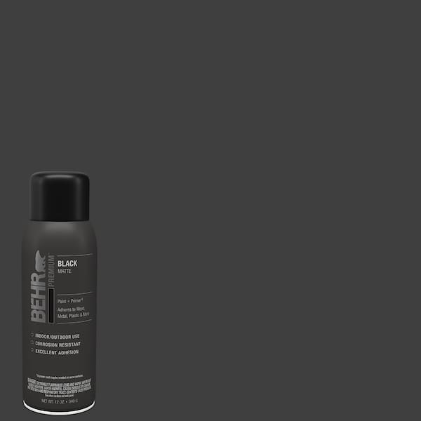 BEHR PREMIUM 12 oz. Black Matte Interior/Exterior Spray Paint and Primer in One Aerosol