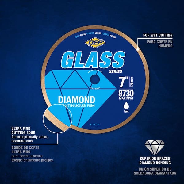 Glass Series 7 in. Premium Diamond Saw Blade Cuts Wet Through Glass