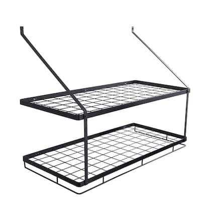 Basicwise White Hanging Pot Rack Cup Rack Under Shelf Kitchen Utensil  Drying Hooks QI003809 - The Home Depot