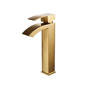 Noya Single Handle Single Hole Bathroom Vessel Sink Faucet in Brushed Gold