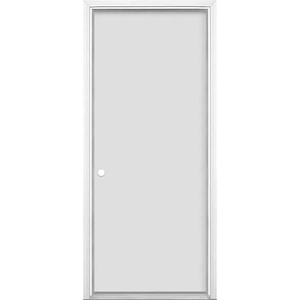 Masonite Utility 36 in. x 80 in. No Panel Right-Hand/Inswing Paintable Primed Gray Primed Steel Prehung Front Door with Brickmold