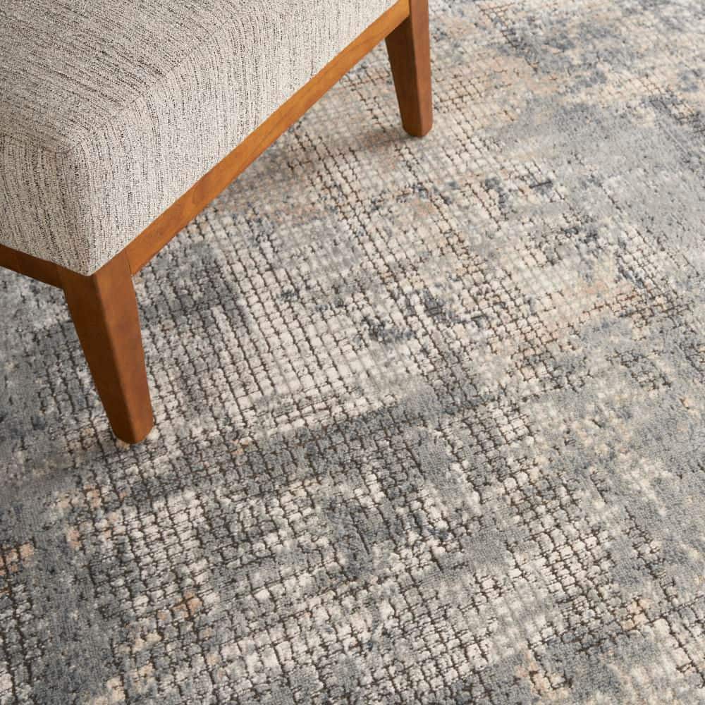 Concerto Blue and Beige Abstract Synthetic 5'3" x 7'3" Area Rug