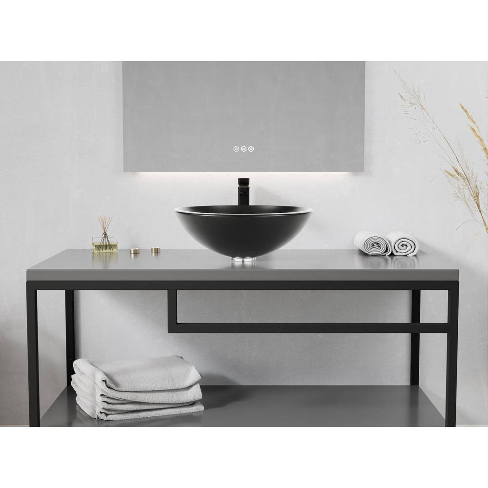 Amalfi Matte Black Glass Round Vessel Bathroom Sink