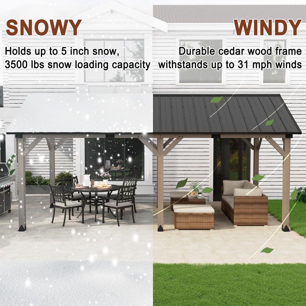 Cedar Wood 12'x20' Gazebo with Galvanized Steel Roof