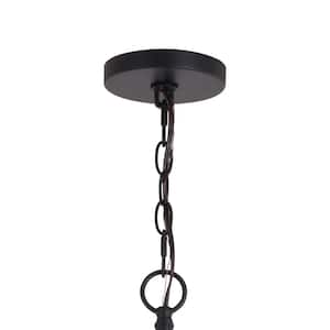 Estelle 26.75 in. Polished Nickel and Black Mid Century Modern 6-Light Globe Sputnik Hanging Ceiling Pendant Chandelier