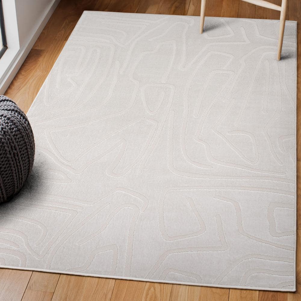 Alcina 8' x 10' White/Cream Abstract High-Low Area Rug