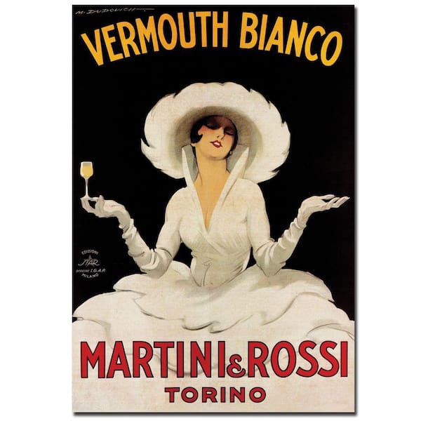 Trademark Fine Art 35 in. x 47 in. Vermouth Bianco Martini & Rossi by Marcello Dudovich Canvas Art