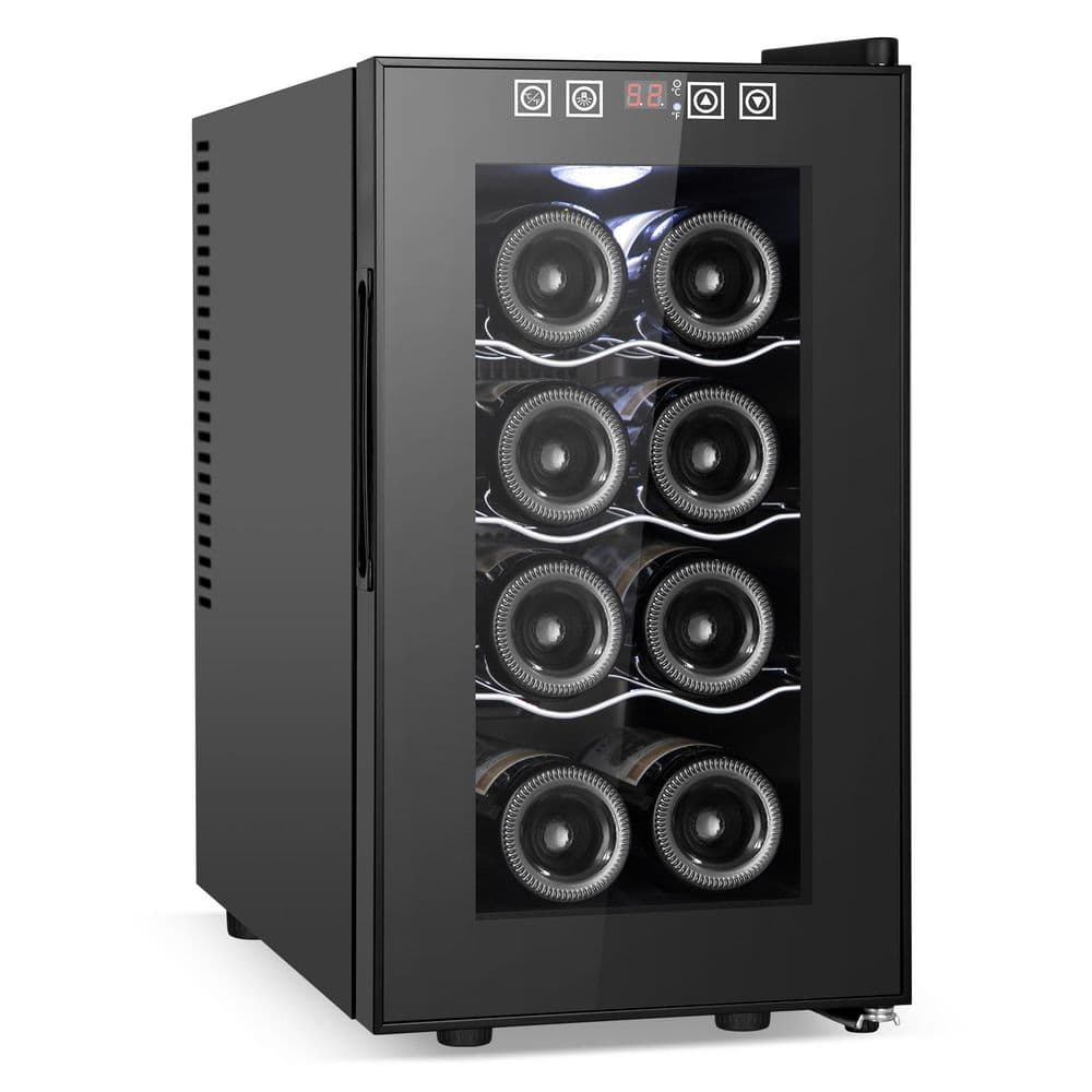 10.24 in. Single Zone 8-Bottle Wine Cooler with Removable Wire Shelves and LCD Touch Control in Black price history on PriceWatchPro