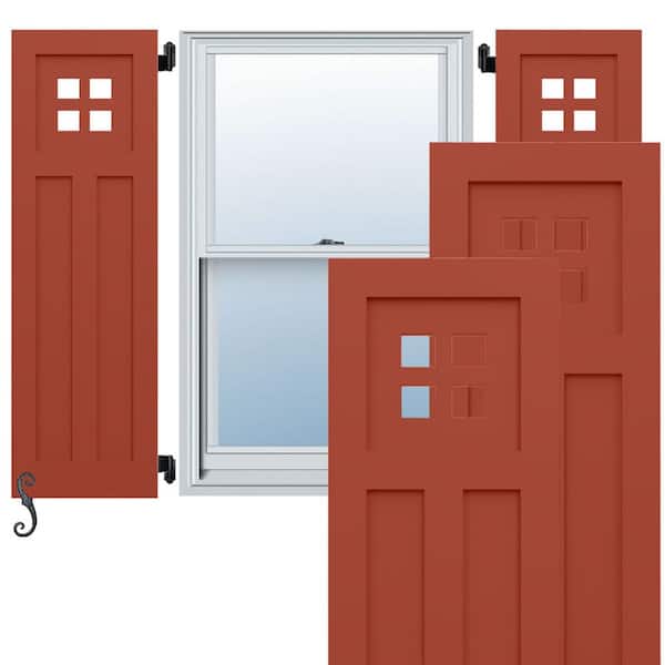Ekena Millwork EnduraCore San Antonio Mission Style 15-in W x 69-in H Raised Panel Composite Shutters Pair in Colorful Leaves