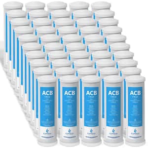 50 Pack Activated Carbon Block Water Filter Replacement - 5 Micron - Under Sink Reverse Osmosis System